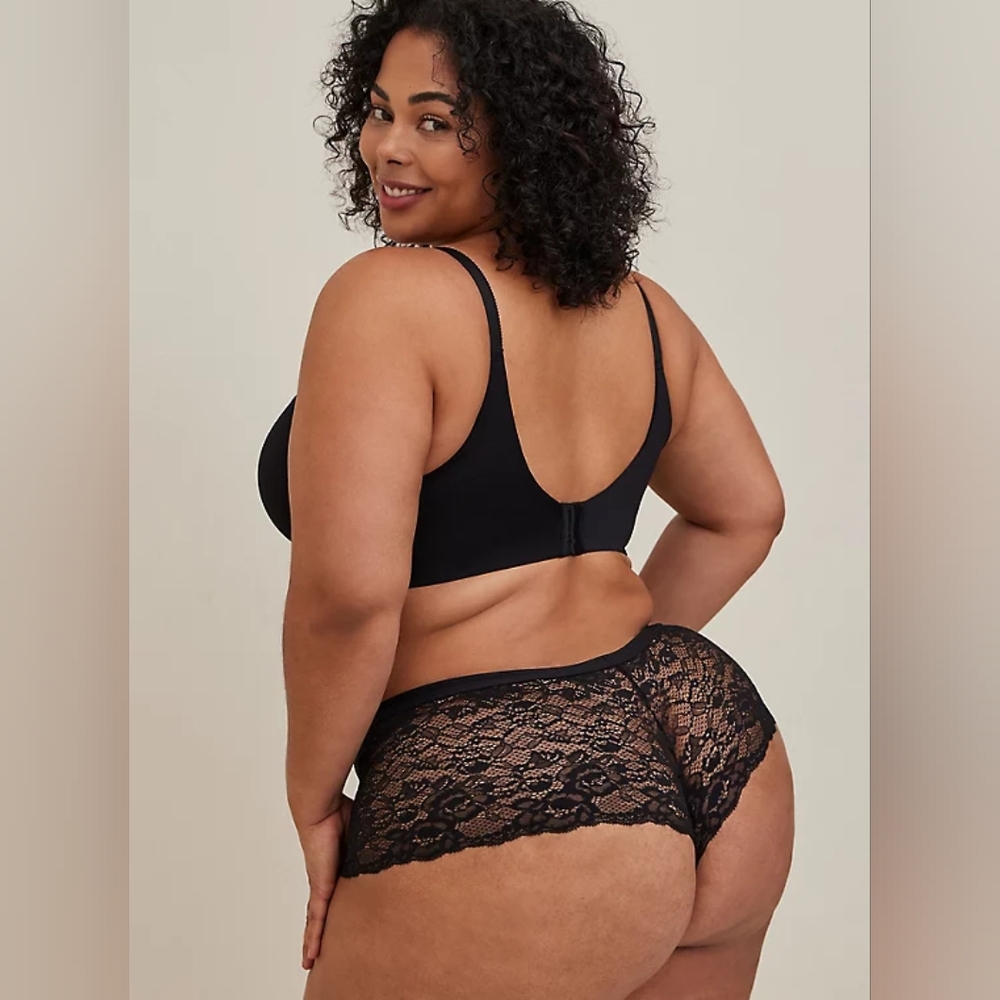 Torrid Black Super Soft Lace Mid-Rise Cheeky Panty